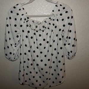 Polka Dot Off the shoulder Dress Shirt